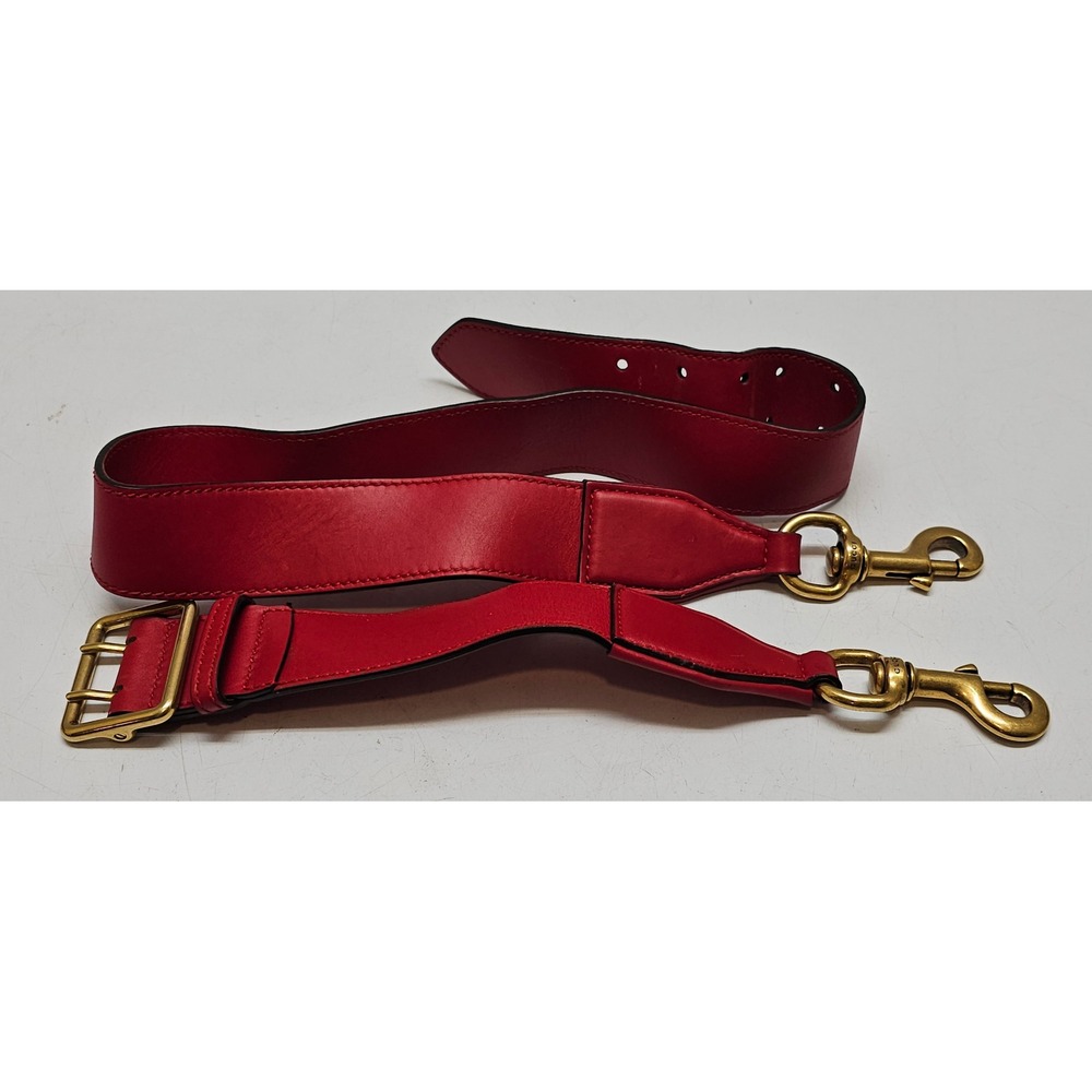 Gucci Red Leather Adjustable Handbag Shoulder Strap Gold Hardware